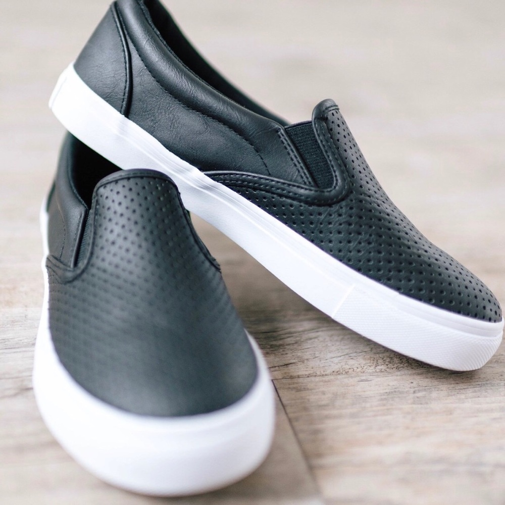 Soda brand black slip on sneakers